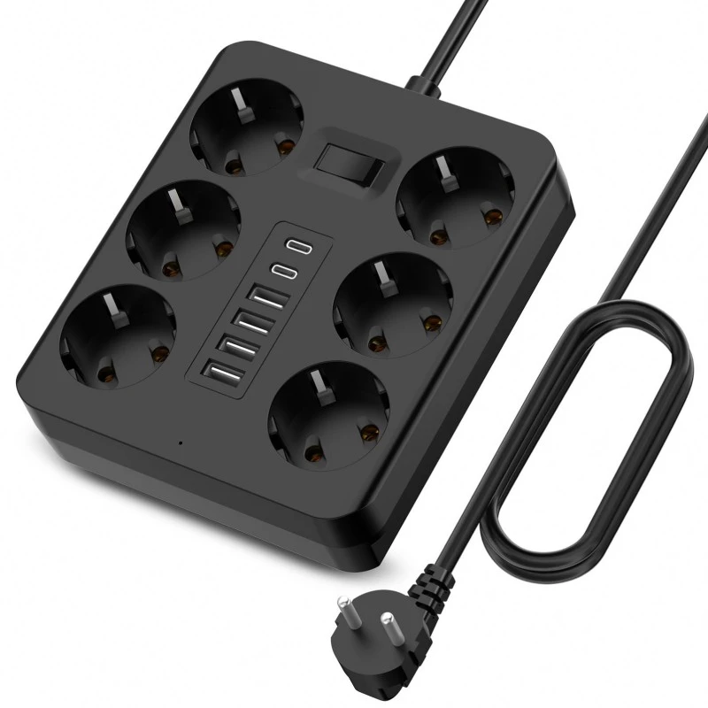 6 pistorasiaa EU Plug Power Strip