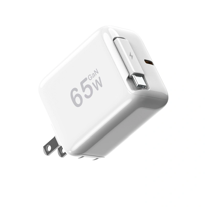 65 W PD-laturi vedettävällä usb-c-kaapelilla