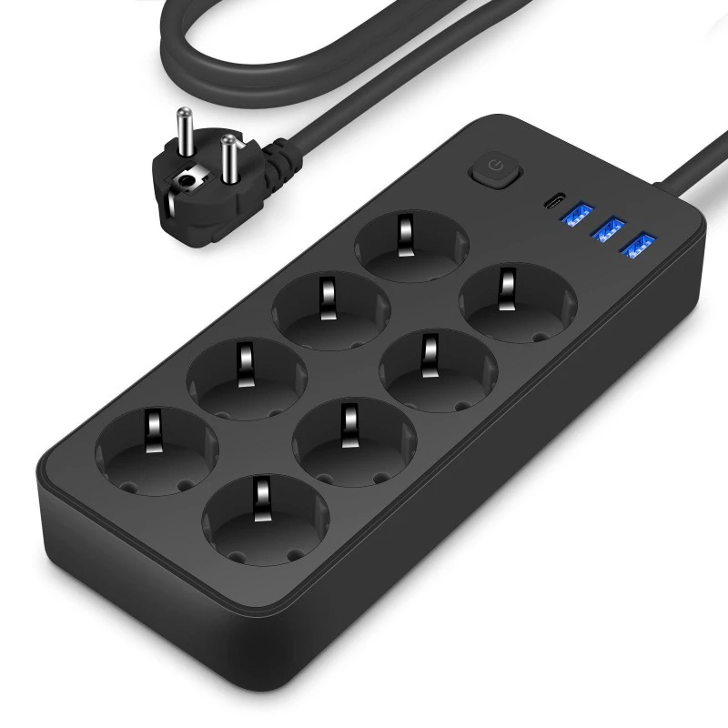 EU:n standardi Power Strip 8 AC 4 USB-portilla